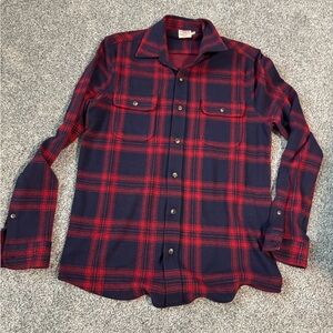 Faherty Navy and Red Plaid Casual Shirt
